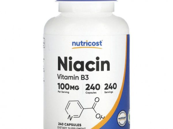 Nutricost, Ниацин, 100 мг, 240 капсул