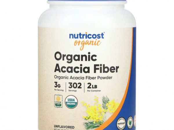 Nutricost, Органический порошок из волокон акации, без добавок, 907 г (2 фунта)