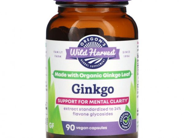 Oregons Wild Harvest, Гинкго`` 90 веганских капсул