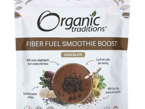 Organic Traditions, Fiber Fuel Smoothie Boost, шоколад, 300 г (10,6 унции)