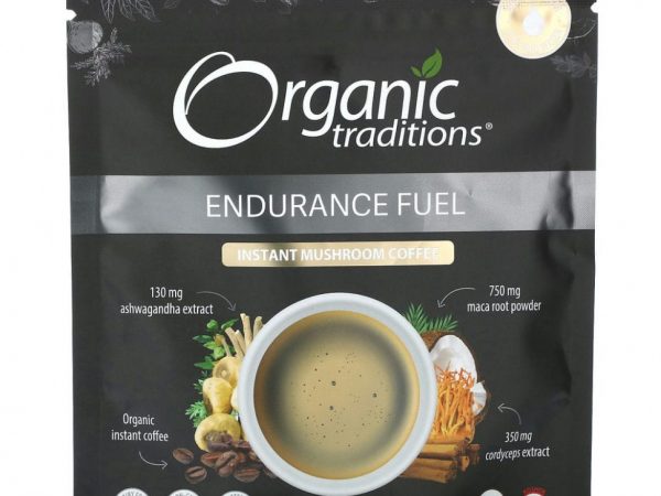 Organic Traditions, Растворимый грибной кофе, топливо для выносливости, 140 г (5 унций)