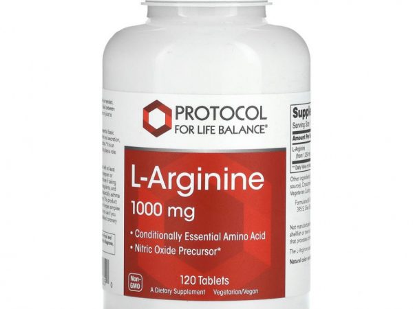 Protocol for Life Balance, L-аргинин, 1000 мг, 120 таблеток