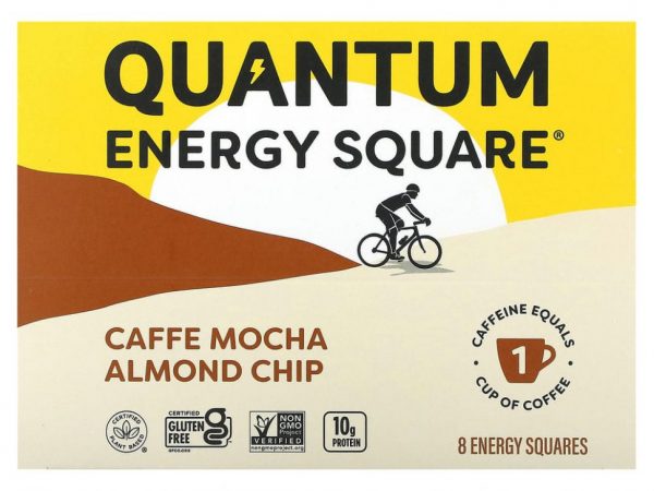 QUANTUM ENERGY SQUARE, Caffe Mocha Almond Chip, 8 Squares, 1.69 oz (48 g) Each