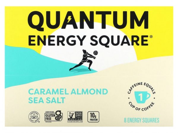 QUANTUM ENERGY SQUARE, Морская соль с карамелью и миндалем, 8 квадратов, 48 г (1,69 унции)