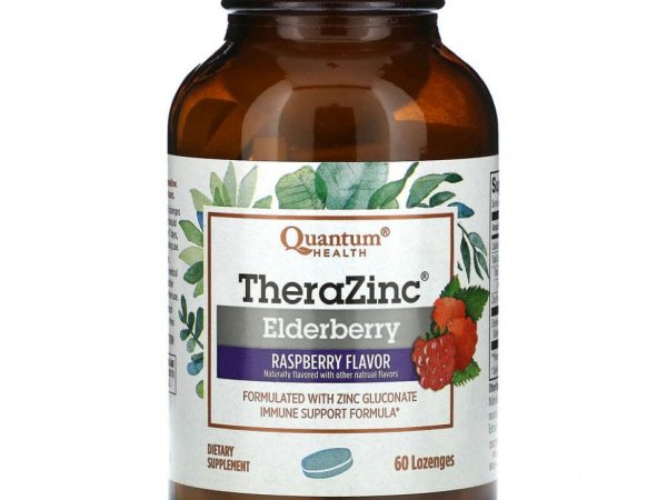 Quantum Health, TheraZinc, бузина, малина, 60 пастилок