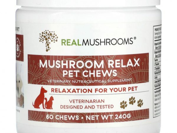 Real Mushrooms, Mushroom Relax, жевательные таблетки, 60 жевательных таблеток, 240 г