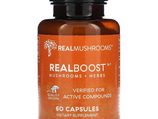 Real Mushrooms, Realboost, грибы и травы`` 60 капсул