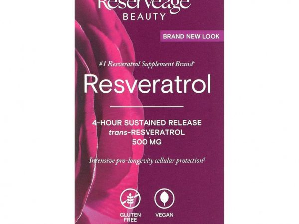 Reserveage Nutrition, Ресвератрол, 4-часовое замедленное высвобождение, 500 мг, 30 растительных капсул