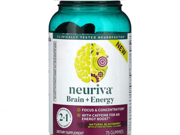 Schiff, Neuriva, Brain + Energy, натуральная ежевика, 75 жевательных таблеток