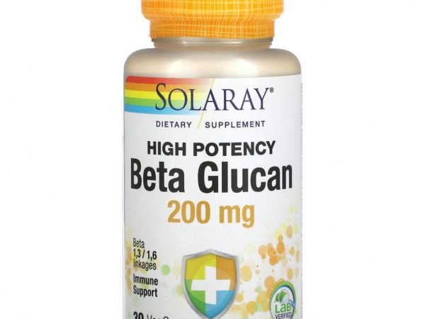 Solaray, Бета-глюкан, высокая эффективность, 200 мг, 30 растительных капсул