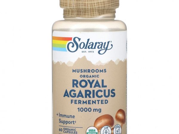 Solaray, Ферментированный органически выращенный королевский агарикс, гриб, 500 мг, 60 капусл