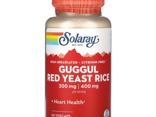 Solaray, Гуггул, красный дрожжевой рис, 60 вегетарианских капсул