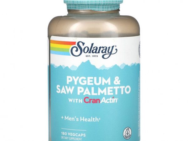 Solaray, Pygeum & Saw Palmetto с CranActin, 180 вегетарианских капсул