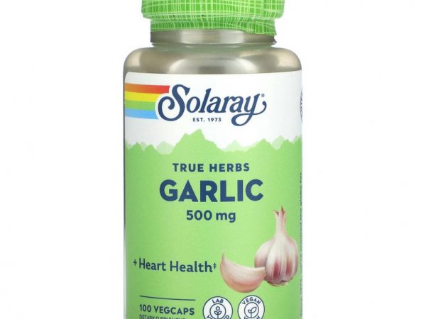 Solaray, True Herbs, чеснок, 500 мг, 100 растительных капсул