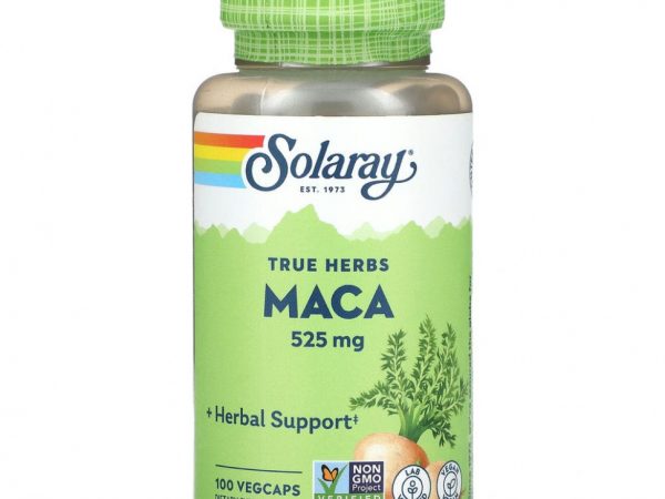 Solaray, True Herbs, мака, 525 мг, 100 вегетарианских капсул