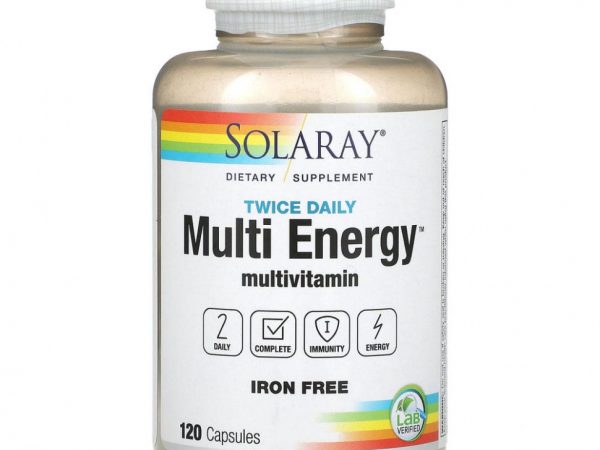 Solaray, Twice Daily, Multi Energy Multivitamin, Iron Free, 120 Capsules