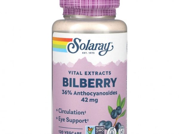 Solaray, Vital Extracts, черника, 42 мг, 120 растительных капсул