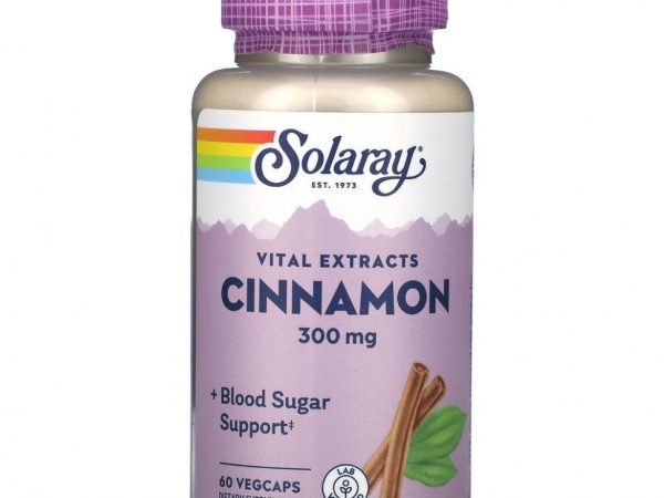 Solaray, Vital Extracts, корица, 300 мг, 60 растительных капсул