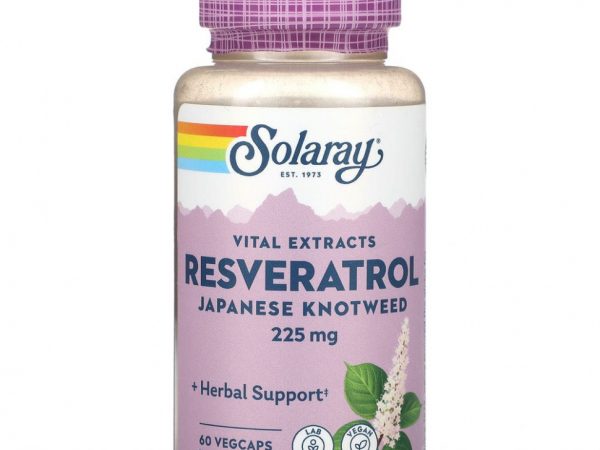 Solaray, Vital Extracts, ресвератрол японского спорыша, 225 мг, 60 растительных капсул