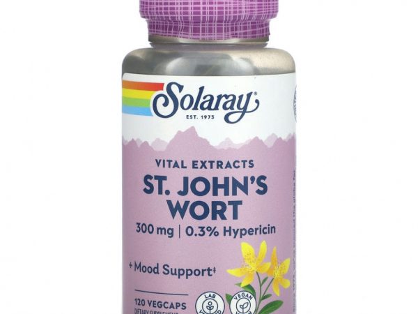 Solaray, Vital Extracts, зверобой, 300 мг, 120 вегетарианских капсул