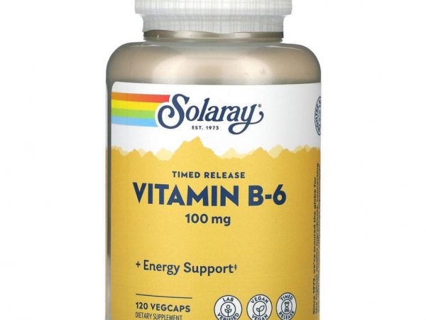 Solaray, Витамин B6, 100 мг, 120 вегетарианских капсул