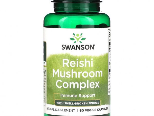 Swanson, Комплекс грибов рейши со спорами, разрушенными панцирем, 60 растительных капсул