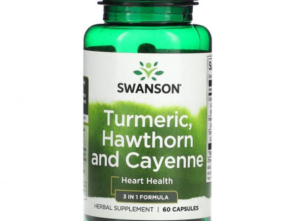 Swanson, Куркума, боярышник и кайенский перец, 60 капсул