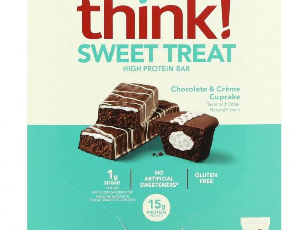 Think !, Батончик с высоким содержанием протеина Sweet Treat, кекс с шоколадом и кремом, 10 батончиков, 57 г (2,01 унции)