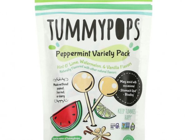 Tummydrops, Набор с перечной мятой, лайм, арбуз и ваниль, 21 шт.
