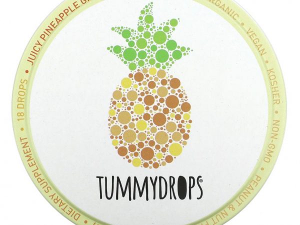 Tummydrops, Сочные капли с ананасом и имбирем, 18 капель, 57 г (2 унции)