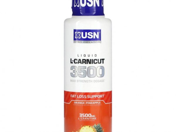 USN, Жидкий L-карникут 3500, максимальная дозировка, апельсин и ананас, 3500 мг, 450 мл (15,22 жидк. Унции)