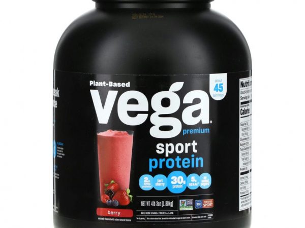 Vega, Sport, протеин премиального качества на растительной основе, со вкусом ягод, 1,89 кг (4 фунта)