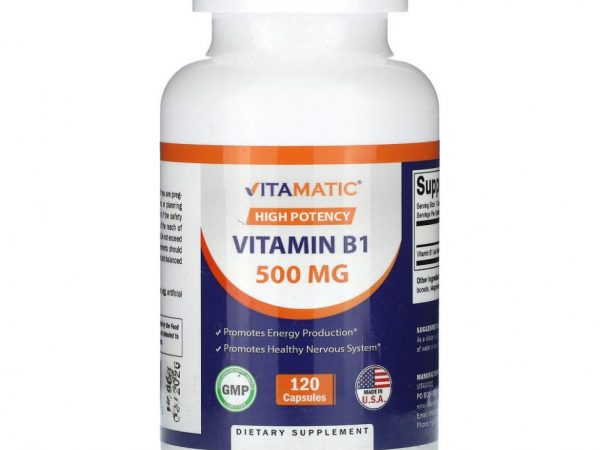 Vitamatic, High Potency, витамин B1, 500 мг, 120 капсул