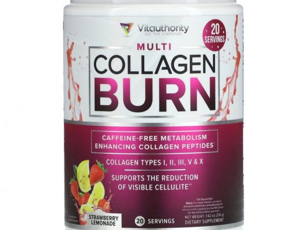 Vitauthority, Multi Collagen Burn, клубничный лимонад, 216 г (7,62 унции)