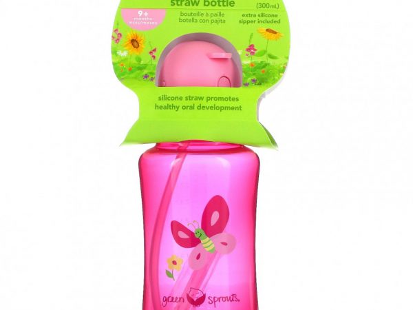 Green Sprouts, Straw Bottle, Pink