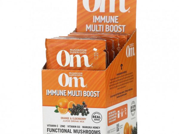 Om Mushrooms, Immune Multi Boost, смесь для приготовления напитков из сока апельсина и бузины, 10 пакетиков по 15 г (0,53 унции)