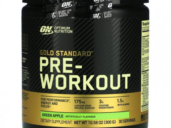 Optimum Nutrition, Gold Standard, предтренировочная добавка, зеленое яблоко, 300 г (10,58 унции)