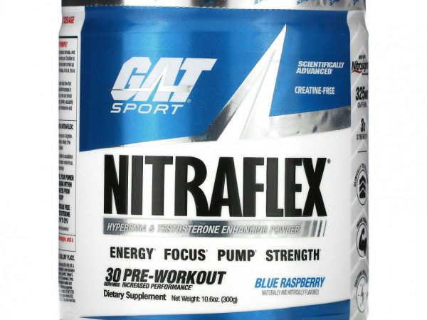 GAT, Sport, NITRAFLEX, голубая малина, 300 г (10,6 унции)