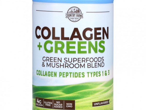 Country Farms, Коллаген и зелень, без ароматизаторов, 300 г (10,6 унции)