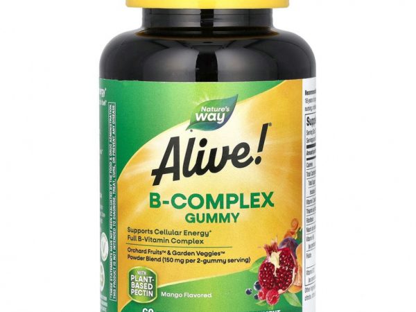 Nature's Way, Alive! комплекс витаминов группы B, со вкусом манго, 60 жевательных конфет