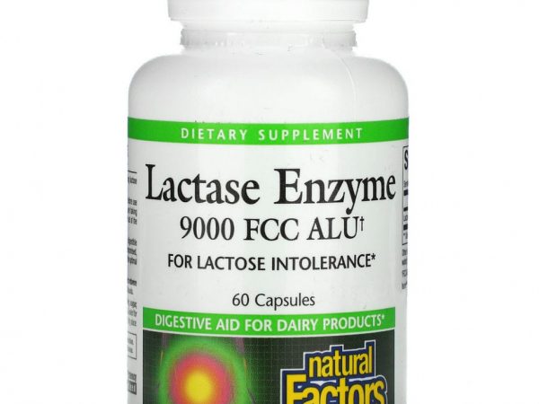 Natural Factors, фермент лактаза, 9000 FCC ALU, 60 капсул