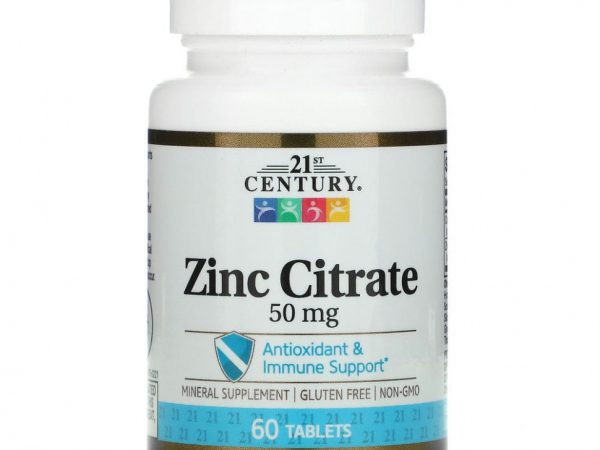 21st Century, цитрат цинка, 50 мг, 60 таблеток