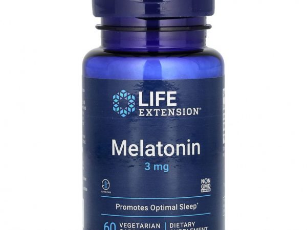 Life Extension, Мелатонин, 3 мг, 60 вегетарианских капсул