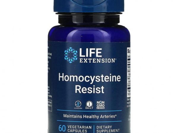 Life Extension, Homocysteine Resist, добавка для поддержания здорового уровня гомоцистеина, 60 вегетарианских капсул