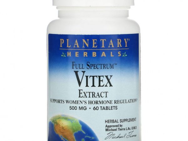 Planetary Herbals, Полный спектр, экстракт витекса, 500 мг, 60 таблеток
