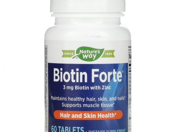 Nature's Way, Biotin Forte, биотин с цинком, 3 мг, 60 таблеток