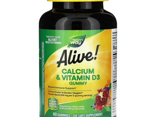 Nature's Way, Alive!, кальций и витамин D3, 60 жевательных конфет