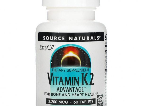 Source Naturals, Преимущества Витамина K2, 2,200 мкг, 60 таблеток