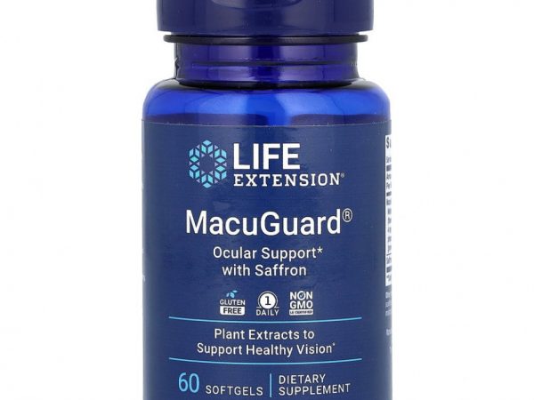 Life Extension, MacuGuard, препарат с шафраном для укрепления зрения, 60 мягких таблеток