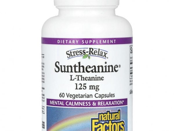 Natural Factors, Stress-Relax, Suntheanine, L-теанин, 125 мг, 60 вегетарианских капсул